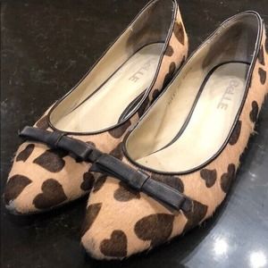 Belle classical series‎ heart Cheetah print flats